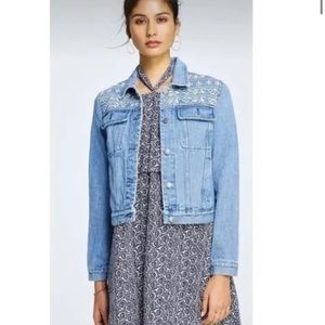 Rebecca Minkoff Womens Size XS Verona Denim Jacket Embroidered